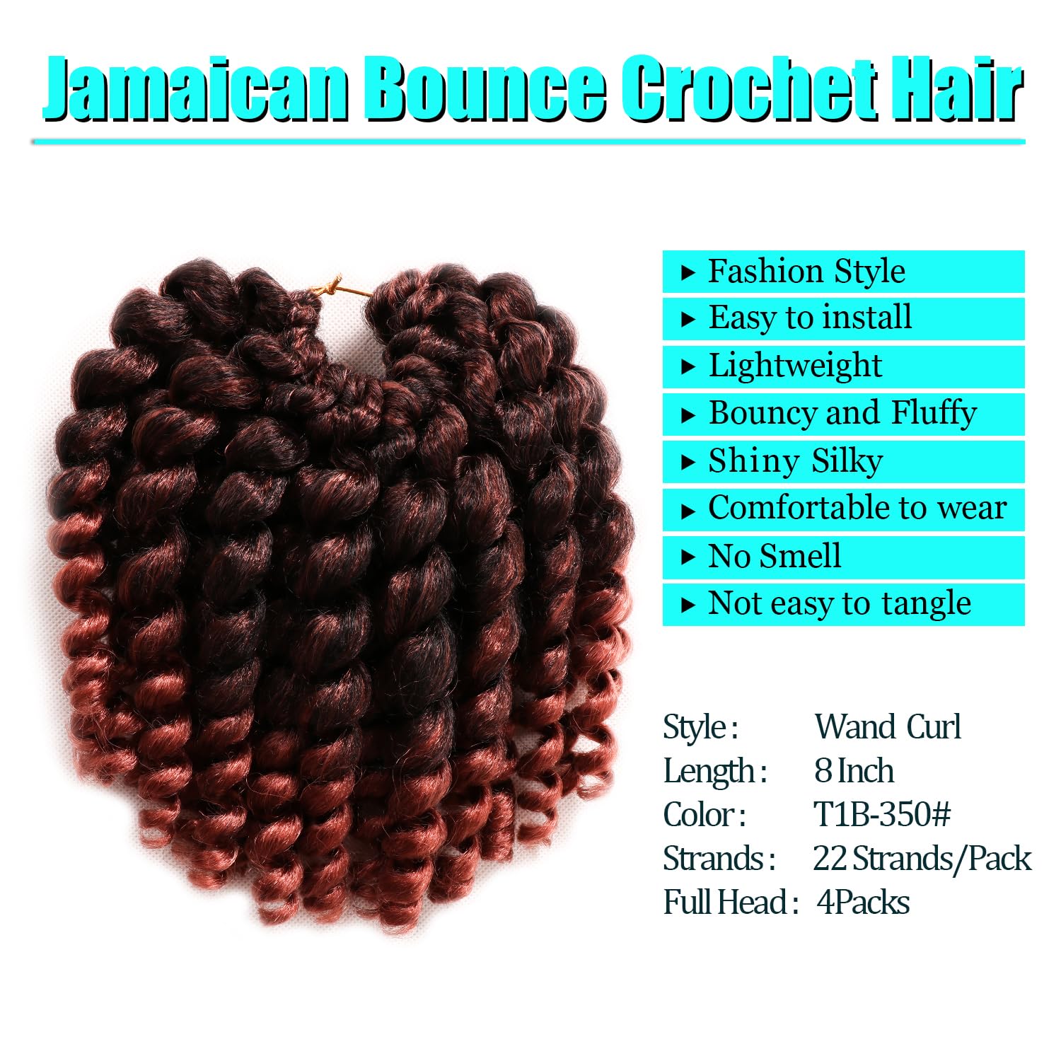 Amazon.com : Jamaican Bounce Crochet Hair 4 Packs 8 Inch 22Roots